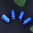 4pcs/Set Blue Wheel Tyre Tire Valve Stems Air Dust Cover Screw Caps Car Truck