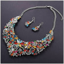 Women Alloy and Crystal Butterfly Necklace and Earring Set 40+7cm Multicolo
