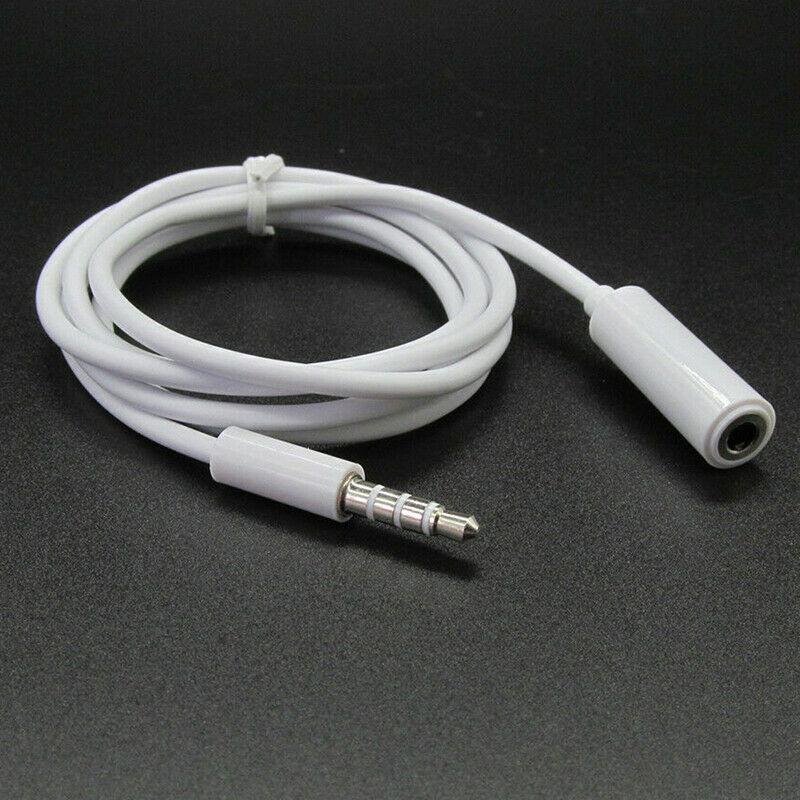 White 1M 3.5mm Male to Female Jack Stereo Audio Headphone Extension Cable JR