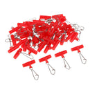 100pcs Durable Fishing Sinker Slides Hooked Snap Swivels Line Connectors Red