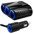 3-Way Car Cigarette Lighter Socket Splitter USB Charger Power Adapter DC 12V