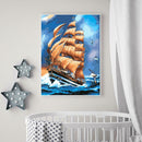 5D DIY Full Drill Diamond Painting Sailboat Cross Stitch Mosaic Kit (P0086)