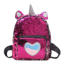 Sequins Heart Print Backpacks Girls School Women Shoulder Bags (Rose Red)