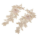 2 Pack Flower Embroidered Appliques Lace Fabric Ribbon Trim Patch Embroidery