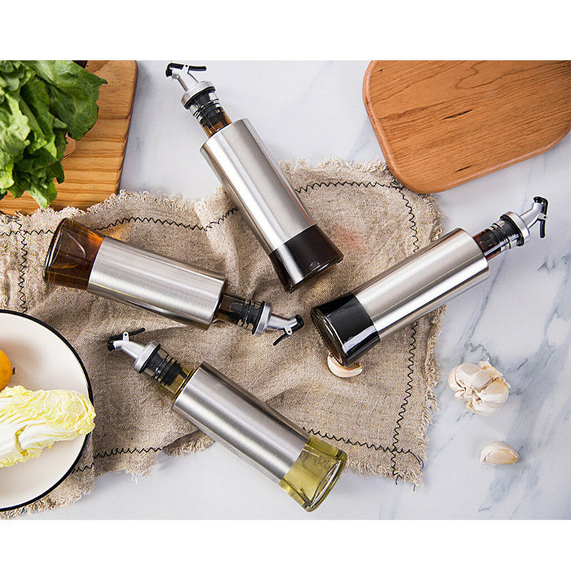 10oz Stainless Steel Olive Oil Bottle Cruet Dispenser for Vinegar/Sauce/Oil