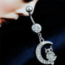 White Moon Owl Pendant Navel Piercing Women Belly Button Ring Piercing JewelrSP