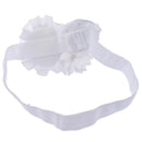 Baby Girls Rhinestone Headband Ribbon Hair Band (White) O5H9