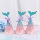 10pcs Mermaid Candy Boxes Colorful Mermaid Tail Bow Knot Box Wedding Gift 3C