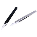 1Pc Ceramic Tips Tweezers Stainless Steel Handle Straight Aimed Tweezers SlivME