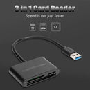 3 in 1 Universal Memory Card+TF Card+CF Card High-Speed USB3.0 Card Reader A