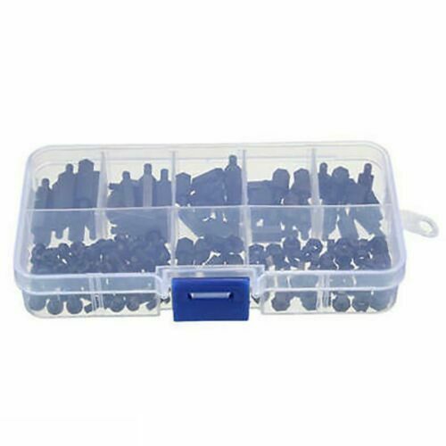 180pcs Black M3 Male Female Spacer Nylon Hex Screw Standoffs Nut Kit with Box