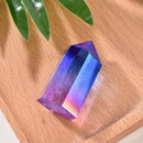 Natural Titanium Rainbow Quartz Obelisk Wand Crystal Tower Point Healing USA