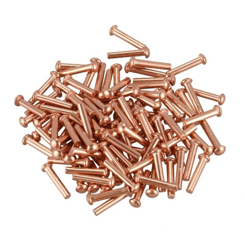 100 Pcs 5/64inch x 25/64inch Round Head Copper Solid Rivets Fasteners B1R1