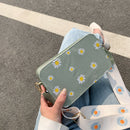 Small Fresh Leather Shoulder Bags Women Girls Floral Messenger Bags (Green)