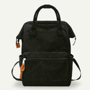 Solid Color Travel Backpacks Corduroy Women Large Top-handle Bags (Black) A