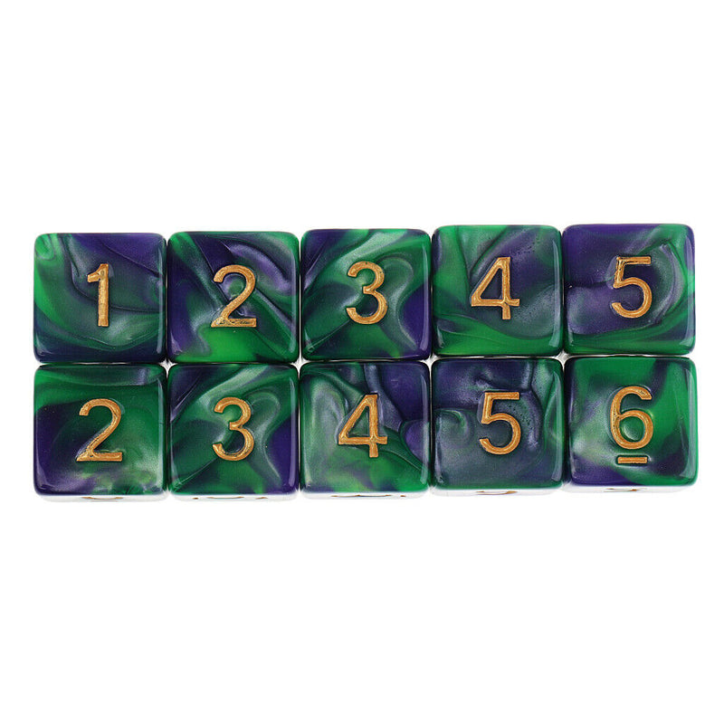 10pcs 6 Sided Dice D6 Polyhedral Dice for Dungeons and Dragons Table Games