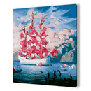 DIY Digital Oil Painting By Numbers Flower Boat Canvas Picture Decoration