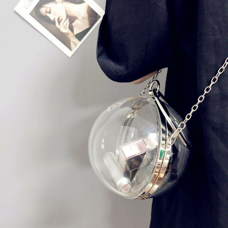 Ball Shaped Transparent Party Bag Women Evening Bag Party Wedding Clutch Pu H1Q6
