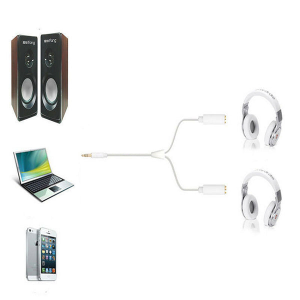 3.5mm AUX Audio Mic Splitter Cable Earphone Headphone Adapter 1 MaleTo 2FemaleX2