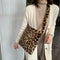 Leopard Crossbody Handbag Women Plush Retro Shoulder Messenger Bag (Brown)