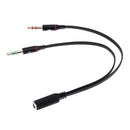 1 Female to 2 3.5mm Male Plug Y Splitter Stereo Mic Audio Adapter Cable