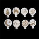 8pcs/set Mosque Eid Mubarak Ramadan Design Coffee Stencils Cake Templates JR