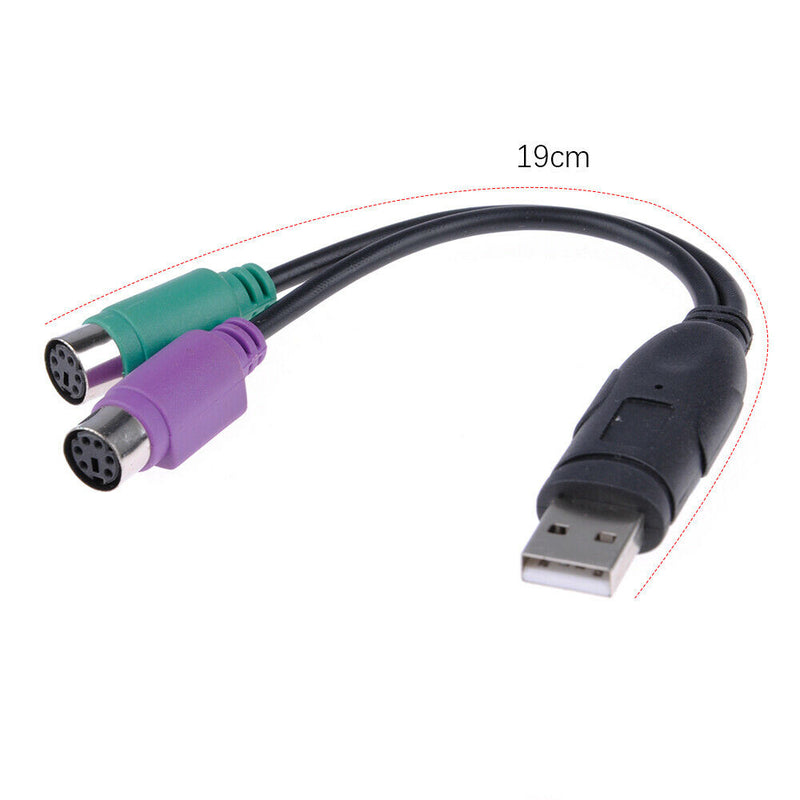 USB2.0 Male to 2 PS/2 Female Converter Adapter Cable Line for Mouse Keyboard New