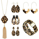 6Pcs Leopard Jewelry Set Leopard Print Earrings Bracelet Tassel Necklace forT4B9