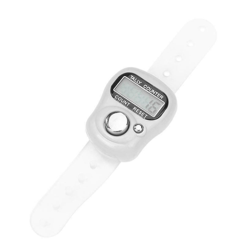 Stitch Marker Row Finger Ring Counter LCD Electronic Tally Counter (White) A