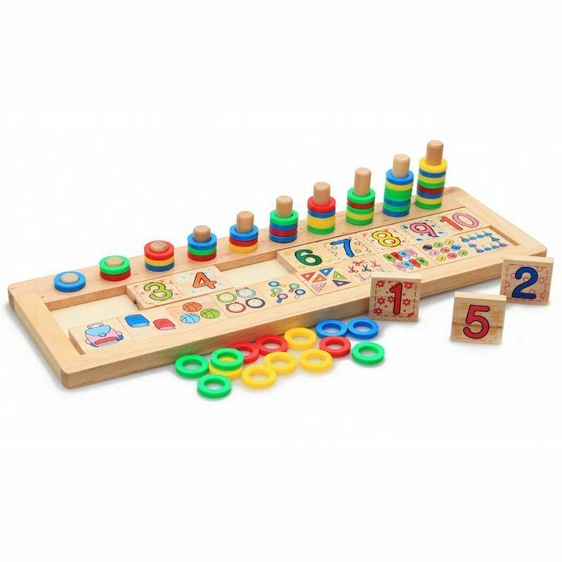 Children Wooden Montessori Materials Learning To Count Numbers Matching Ear S9Y6