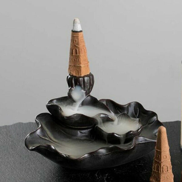 Lotus Leaf Ceramics Garden Home Incense Burner Censer Craft Practical Lotus G5O9
