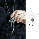 Black Rose Flower Long Necklace Sweater Chain Fashion Metal Chain