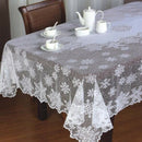 White Christmas Snowflake Floral Lace Rectangular Tablecloth for Wedding Pa E1K5