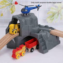 New Plastic Gray Double Tunnel Wooden Train Track Accessories Gift Railway Q3I5
