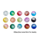 450pcs/box Loose 8mm For Jewelry Making Round Crackle Glass Beads Charm 15 Color