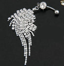Navel Belly Body Piercing Jewelry Crystal Tassel Chain Dangle Button Ring Bar