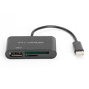 3 in 1 Type C to USB 2.0 TF Memory Card Reader OTG Hub Adapter for Macbook