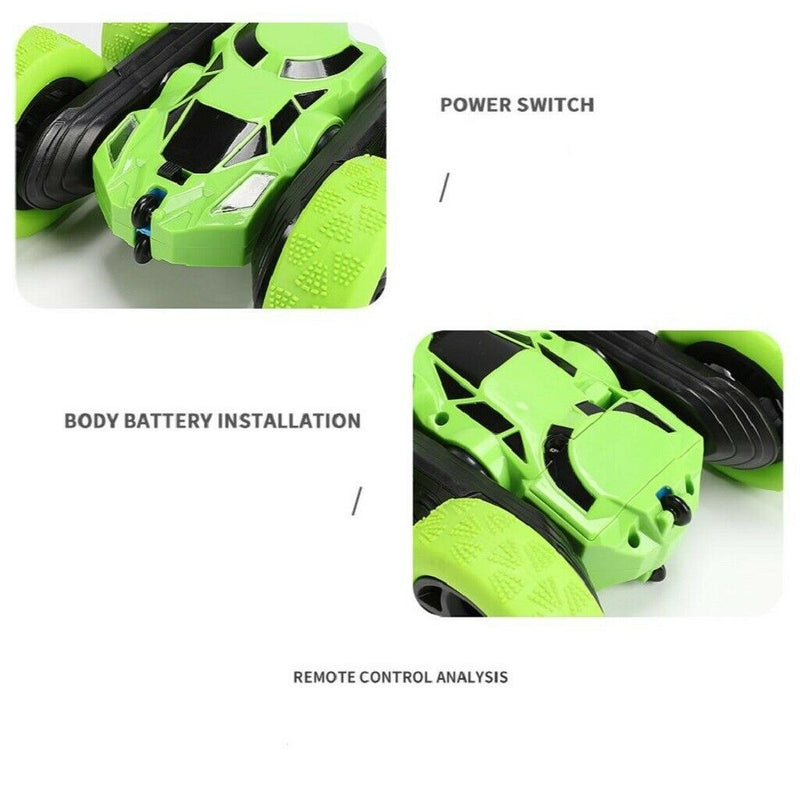 4WD 2.4Ghz Remote Control Car Double Sided Rotating Vehicles Toys  Green