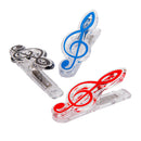 3 Pcs Multi-Color Music Music Note Clip Paper Clips, Plastic Transparent Book