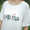 Embroidery Letter Print T-shirts Women O-neck Flare Sleeve Tees Tops (M)
