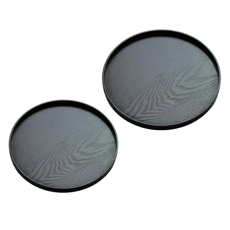 Round Serving Tray Serving Plate 2 Pieces Black Waiter Tray Gastro Tray, ÃƒËœ 27 +