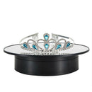 USB/Battery 360 Rotating Jewelry Display Turntable Stand Velvet /Mirror Top