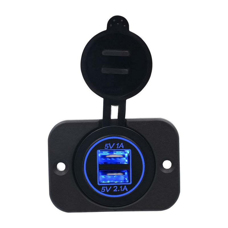 3x 5V/3.1A Blue LED Dual-USB Power Supply Socket for 12V-24V Car Motorcycle SUV