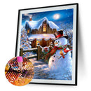 5D DIY Diamond Painting Snowman Cabin Full Round Home Decor Wall Painting