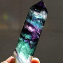 Colorful Natural Fluorite Quartz Crystal Wand Point Healing Stone Gifts G4H9