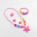 4pcs LovelyGirls Kids Beaded Sun Flower Necklace Bracelet Rings Earrings Je