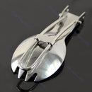 Foldable Folding Stainless Steel Spoon Spork Fork Camping Picnic Cook New
