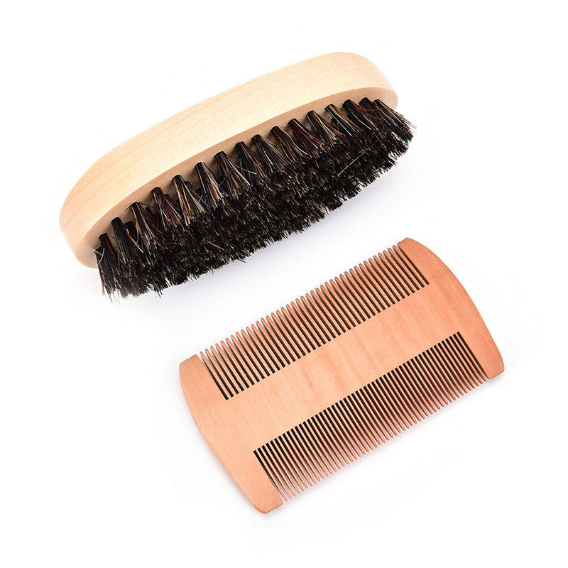 comb&shaving brush set boar bristles mustache beard  for men beard tool 3C