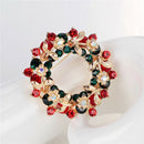 Crystal Jewelry Round Garland Christmas Brooch Pin Party Gifts Santa Claus FT
