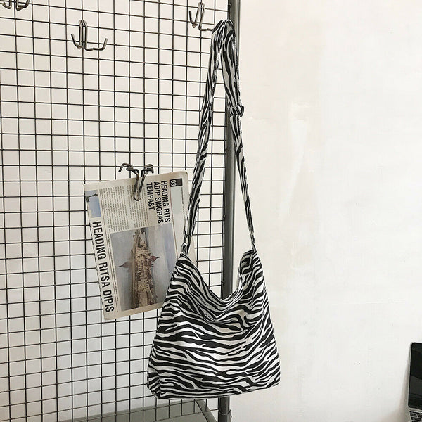 Casual Canvas Shoulder Bag Women Animal Pattern Crossbody Handbag (1 Zebra)